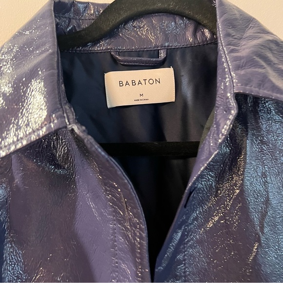 BABATON Shiny Purple Faux Leather Jacket - Size M NWT - Picture 4 of 6